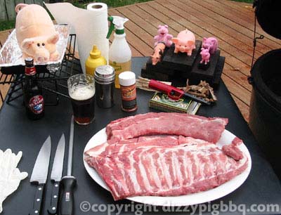 Quality ingredients and necessary equipment to make ribs